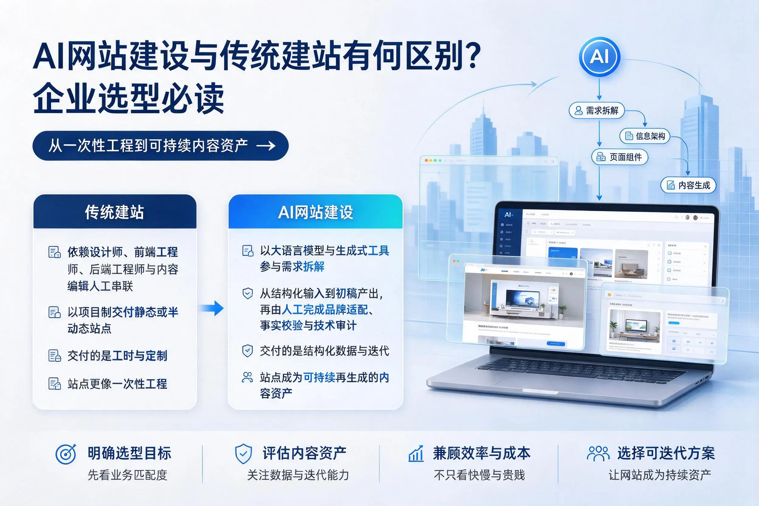 AI网站建设与传统建站有何区别？可克达拉企业选型必读
