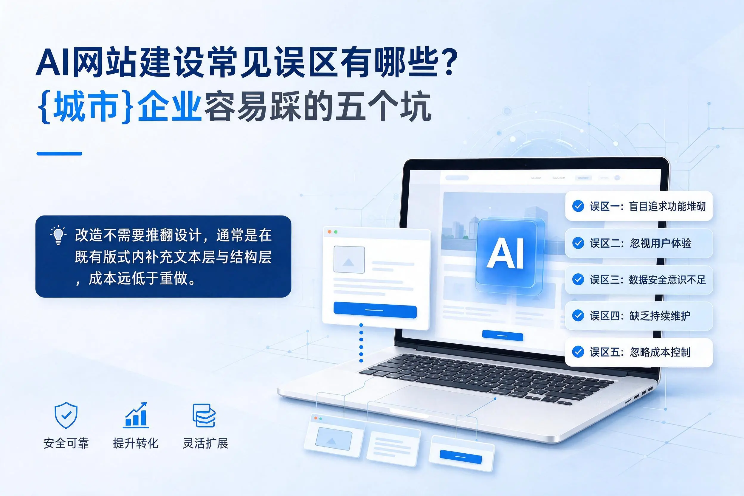 AI网站建设常见误区有哪些？可克达拉企业容易踩的五个坑