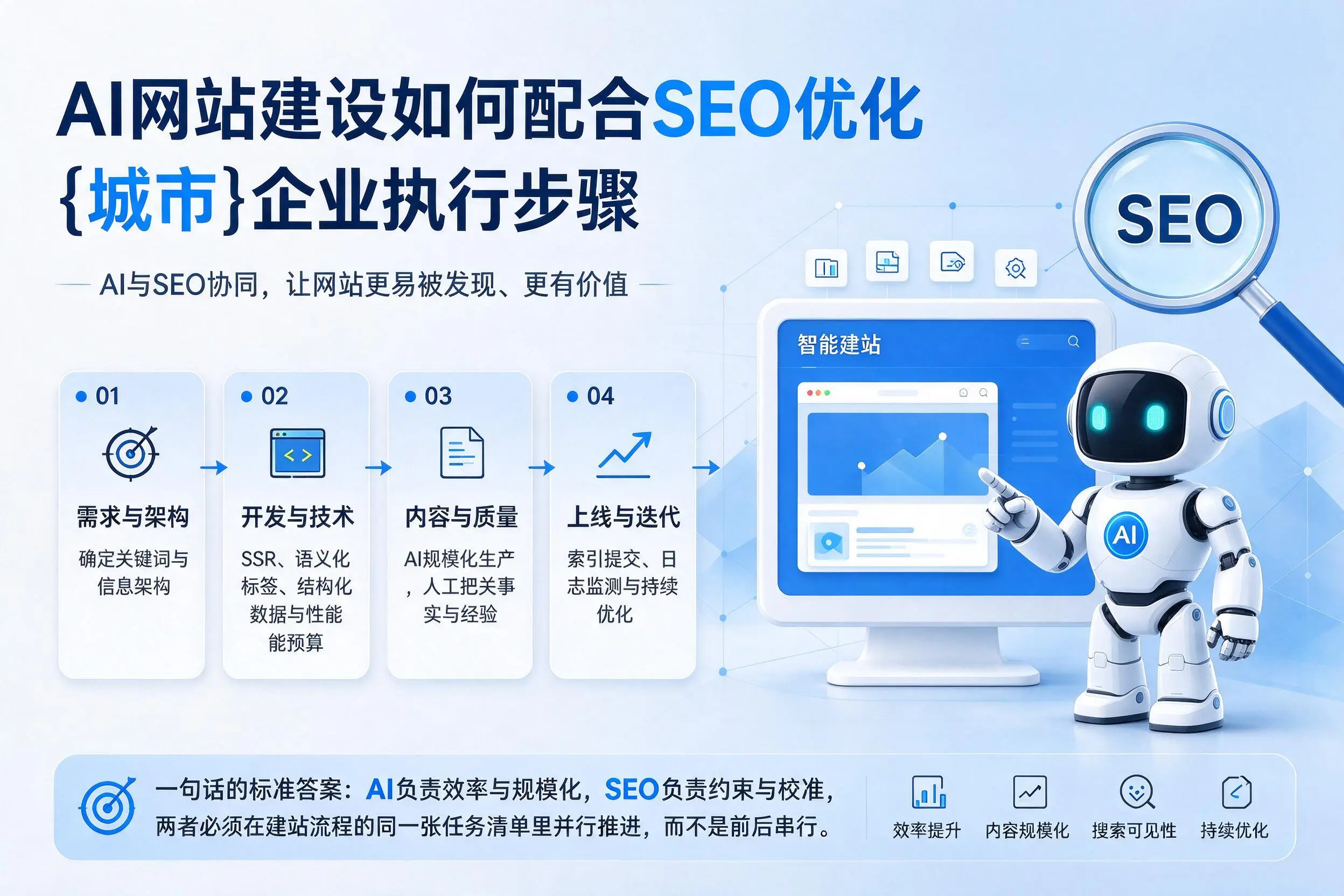 AI网站建设如何配合SEO优化，可克达拉企业执行步骤