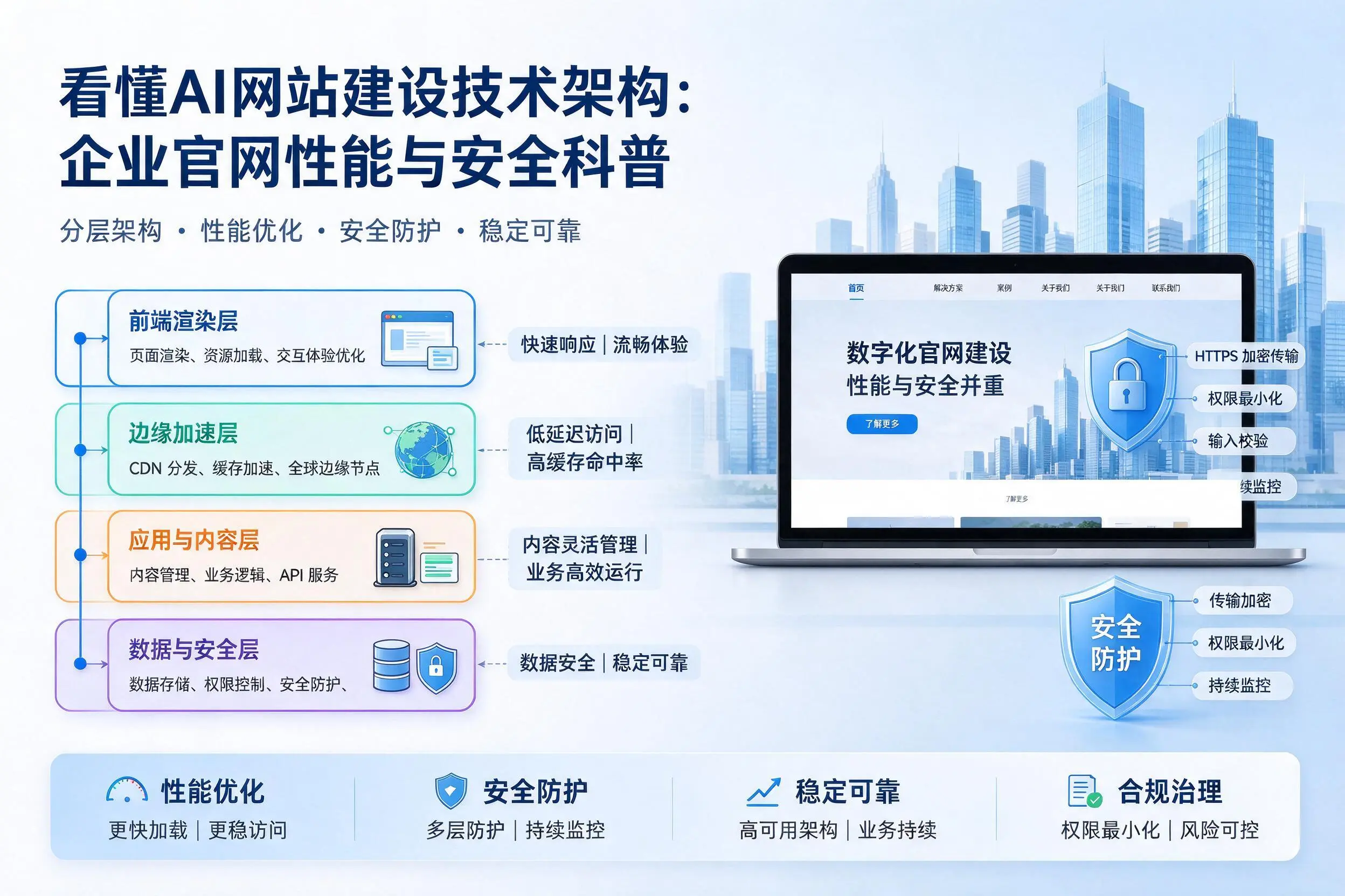 看懂AI网站建设技术架构：可克达拉企业官网性能与安全科普