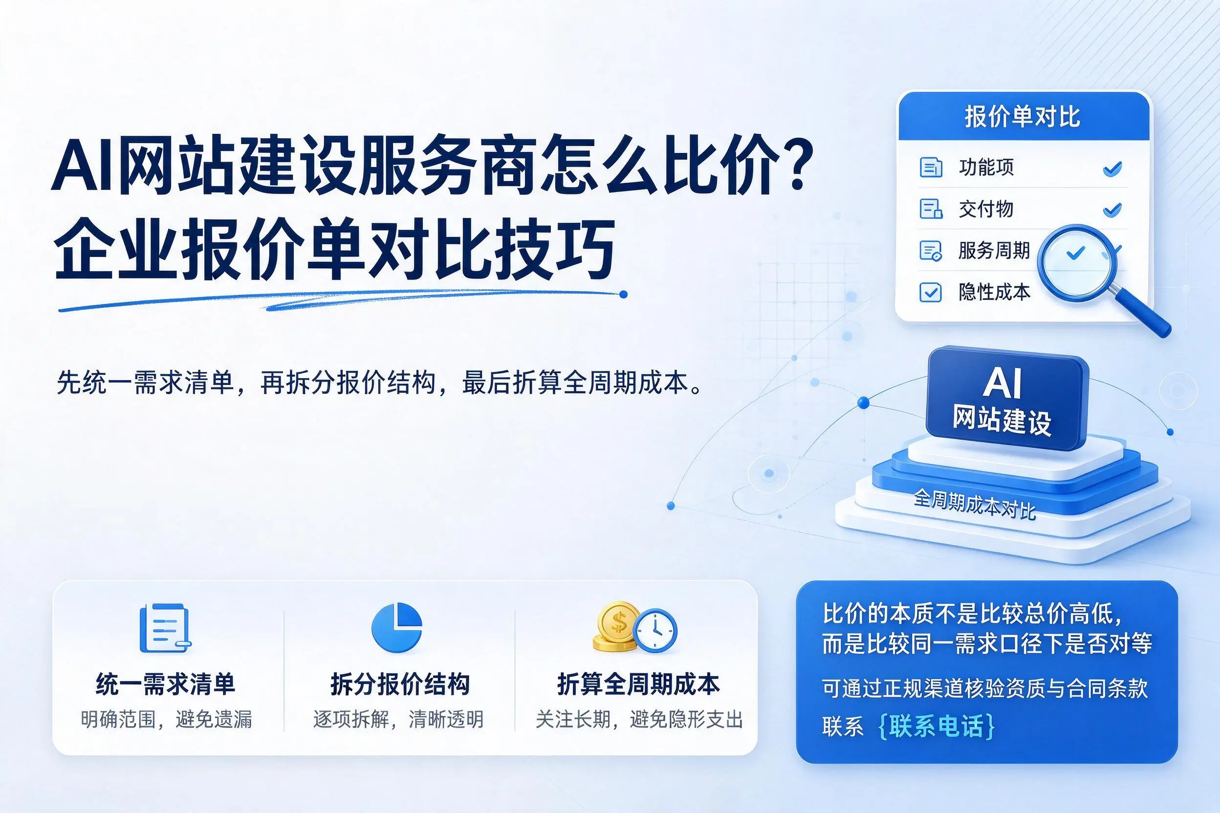 AI网站建设服务商怎么比价？可克达拉企业报价单对比技巧