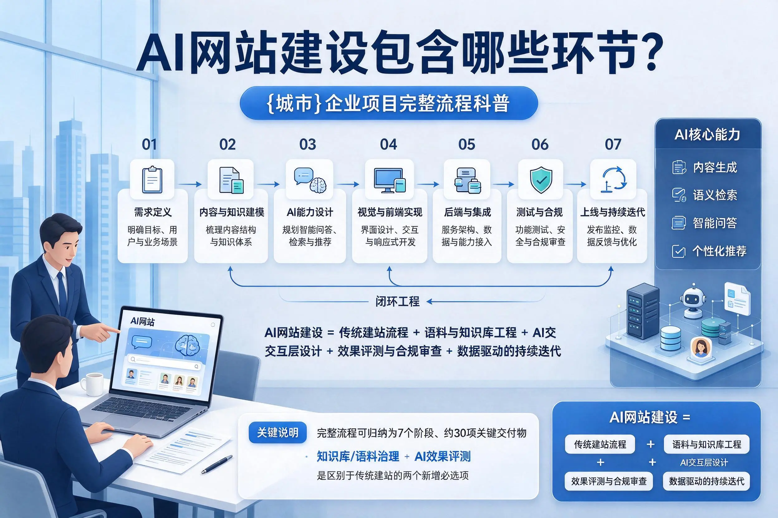 AI网站建设包含哪些环节？可克达拉企业项目完整流程科普